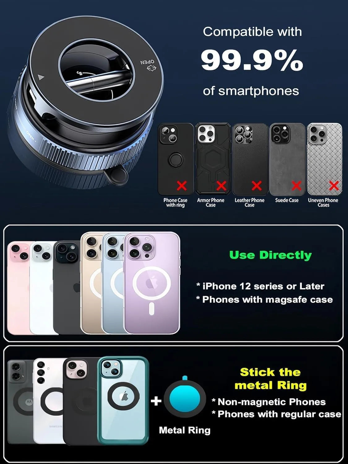 360° Vaccum Magnetic Phones Holder
